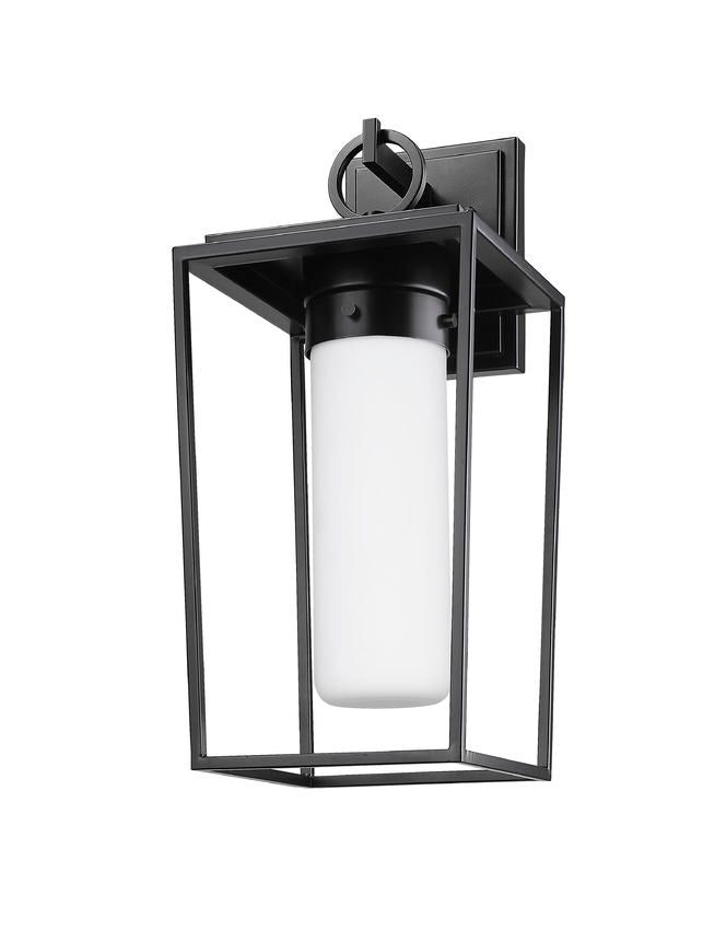 Z-Lite Sheridan 8" 1-Light Black Aluminum Outdoor Wall Sconce With White Opal Glass Shade
