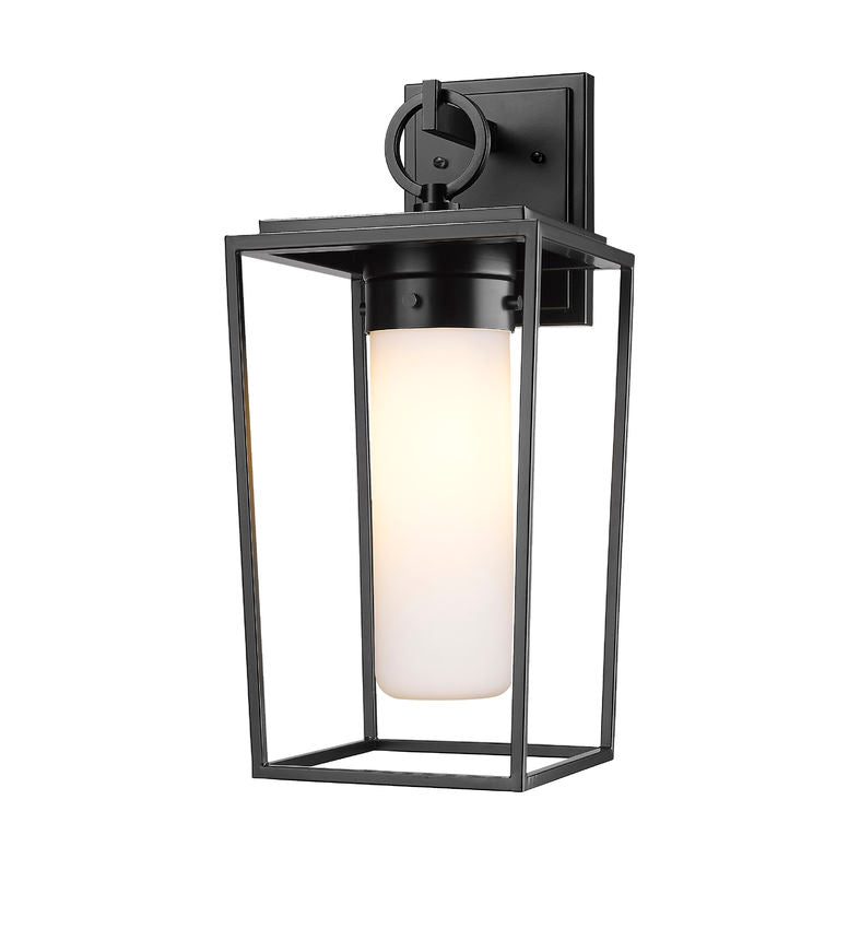 Z-Lite Sheridan 8" 1-Light Black Aluminum Outdoor Wall Sconce With White Opal Glass Shade