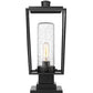 Z-Lite Sheridan 8" 1-Light Black Outdoor Pier Mounted Fixture and Square Pier Mount Hardware With Seedy Glass Shade