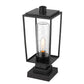Z-Lite Sheridan 8" 1-Light Black Outdoor Pier Mounted Fixture and Square Pier Mount Hardware With Seedy Glass Shade