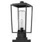 Z-Lite Sheridan 8" 1-Light Black Outdoor Pier Mounted Fixture and Square Pier Mount Hardware With Seedy Glass Shade