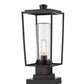 Z-Lite Sheridan 8" 1-Light Black Outdoor Pier Mounted Fixture and Square Pier Mount Hardware With Seedy Glass Shade