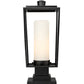 Z-Lite Sheridan 8" 1-Light Black Outdoor Pier Mounted Fixture and Square Pier Mount Hardware With White Opal Glass Shade