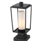 Z-Lite Sheridan 8" 1-Light Black Outdoor Pier Mounted Fixture and Square Pier Mount Hardware With White Opal Glass Shade