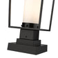 Z-Lite Sheridan 8" 1-Light Black Outdoor Pier Mounted Fixture and Square Pier Mount Hardware With White Opal Glass Shade