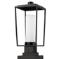 Z-Lite Sheridan 8" 1-Light Black Outdoor Pier Mounted Fixture and Square Pier Mount Hardware With White Opal Glass Shade