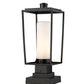 Z-Lite Sheridan 8" 1-Light Black Outdoor Pier Mounted Fixture and Square Pier Mount Hardware With White Opal Glass Shade