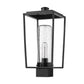 Z-Lite Sheridan 8" W x 17" H 1-Light Black Outdoor Post Mount Fixture With Seedy Glass Shade