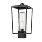 Z-Lite Sheridan 8" W x 17" H 1-Light Black Outdoor Post Mount Fixture With Seedy Glass Shade