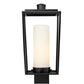 Z-Lite Sheridan 8" W x 17" H 1-Light Black Outdoor Post Mount Fixture With White Opal Glass Shade