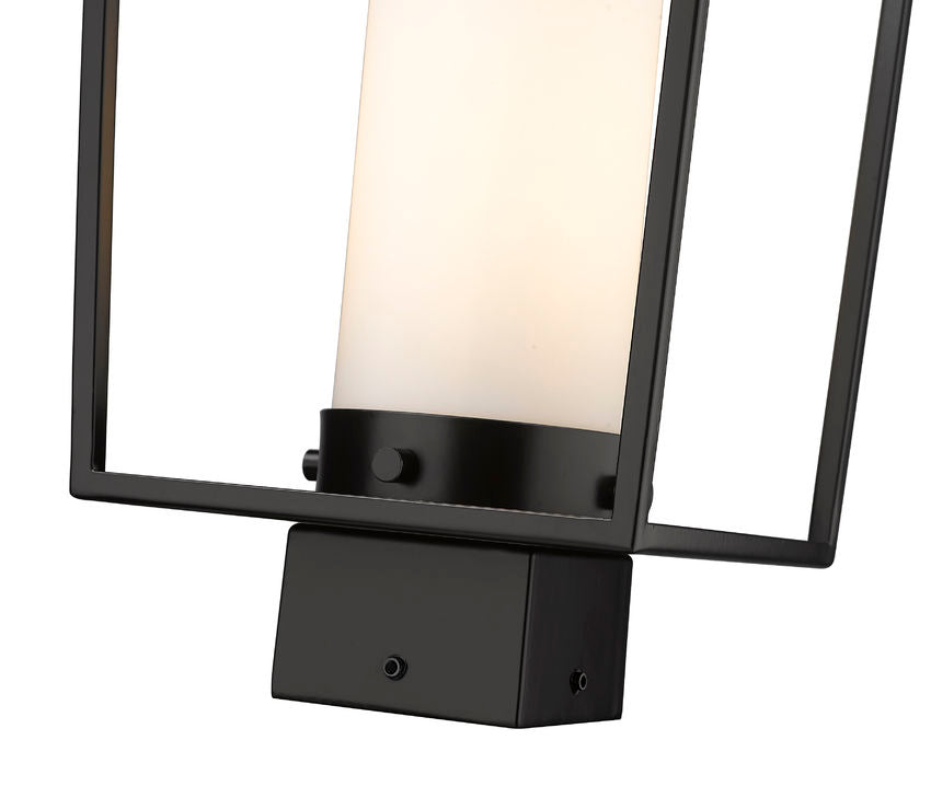 Z-Lite Sheridan 8" W x 17" H 1-Light Black Outdoor Post Mount Fixture With White Opal Glass Shade