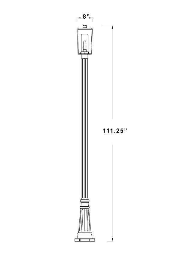 Z-Lite Sheridan 8" W x 18" H 1-Light Black Aluminum and Steel Seedy Glass Shade Outdoor Post Mounted Fixture