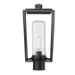 Z-Lite Sheridan 8" W x 18" H 1-Light Black Outdoor Post Mount Fixture With Seedy Glass Shade