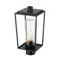 Z-Lite Sheridan 8" W x 18" H 1-Light Black Outdoor Post Mount Fixture With Seedy Glass Shade