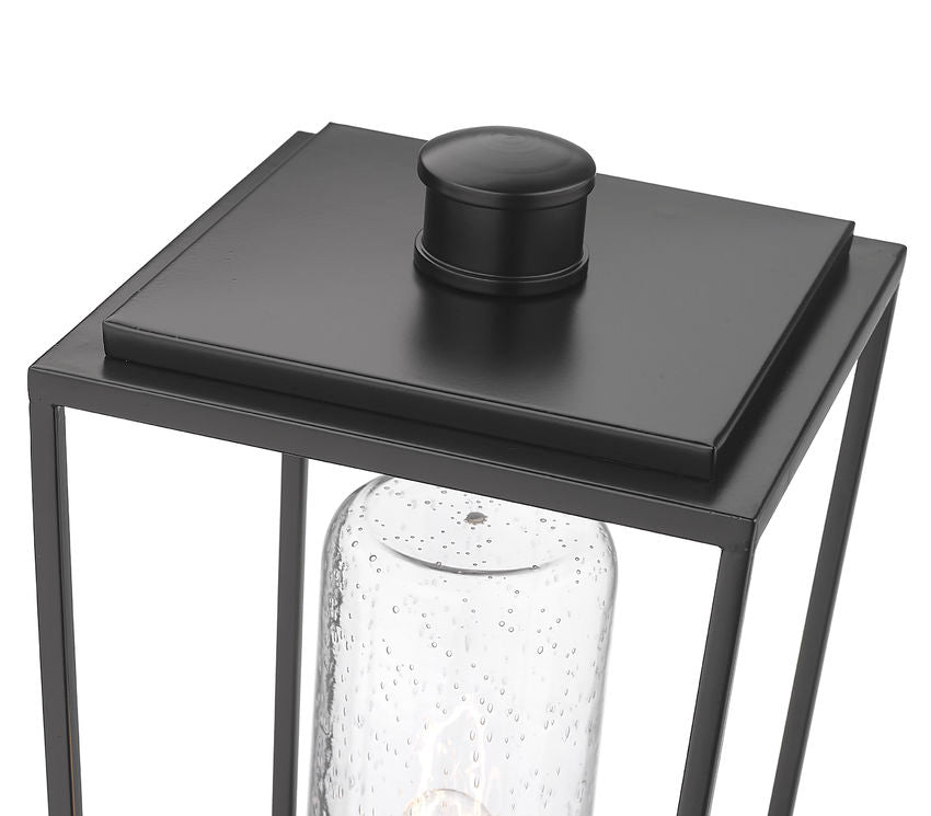 Z-Lite Sheridan 8" W x 18" H 1-Light Black Outdoor Post Mount Fixture With Seedy Glass Shade