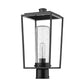 Z-Lite Sheridan 8" W x 18" H 1-Light Black Outdoor Post Mount Fixture With Seedy Glass Shade