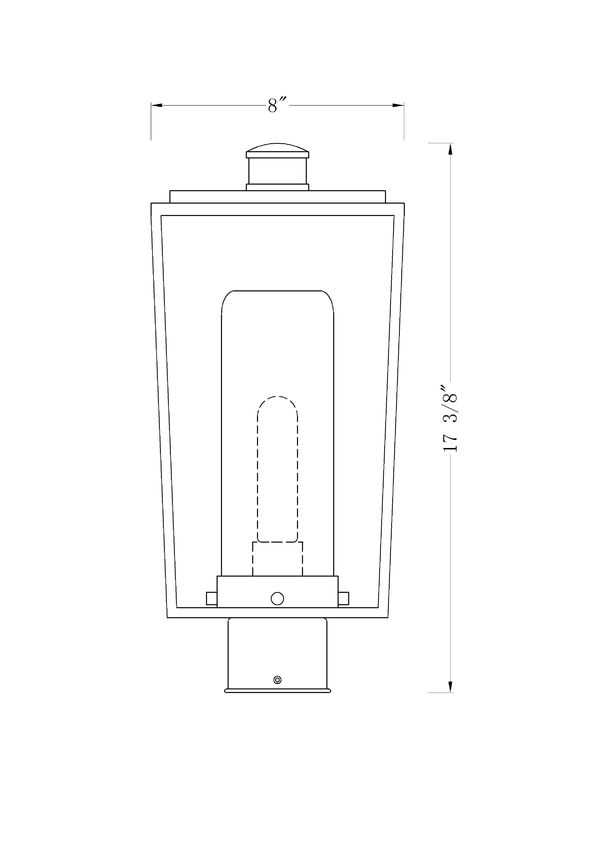 Z-Lite Sheridan 8" W x 18" H 1-Light Black Outdoor Post Mount Fixture With Seedy Glass Shade
