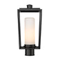 Z-Lite Sheridan 8" W x 18" H 1-Light Black Outdoor Post Mount Fixture With White Opal Glass Shade