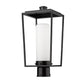 Z-Lite Sheridan 8" W x 18" H 1-Light Black Outdoor Post Mount Fixture With White Opal Glass Shade