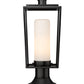 Z-Lite Sheridan 8" W x 20" H 1-Light Black Outdoor Pier Mounted Fixture and Round Pier Mount Hardware With White Opal Glass Shade