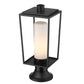 Z-Lite Sheridan 8" W x 20" H 1-Light Black Outdoor Pier Mounted Fixture and Round Pier Mount Hardware With White Opal Glass Shade