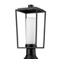 Z-Lite Sheridan 8" W x 20" H 1-Light Black Outdoor Pier Mounted Fixture and Round Pier Mount Hardware With White Opal Glass Shade
