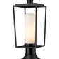 Z-Lite Sheridan 8" W x 20" H 1-Light Black Outdoor Pier Mounted Fixture and Round Pier Mount Hardware With White Opal Glass Shade