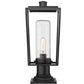 Z-Lite Sheridan 8" W x 20" H 1-Light Black Outdoor Pier Mounted Fixture and Square Pier Mount Hardware With Seedy Glass Shade