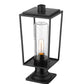 Z-Lite Sheridan 8" W x 20" H 1-Light Black Outdoor Pier Mounted Fixture and Square Pier Mount Hardware With Seedy Glass Shade
