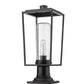 Z-Lite Sheridan 8" W x 20" H 1-Light Black Outdoor Pier Mounted Fixture and Square Pier Mount Hardware With Seedy Glass Shade