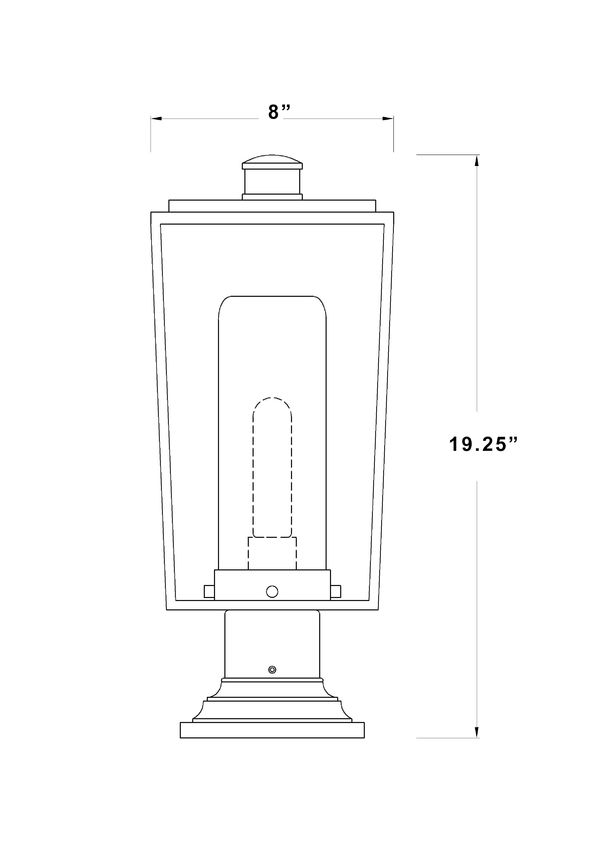 Z-Lite Sheridan 8" W x 20" H 1-Light Black Outdoor Pier Mounted Fixture and Square Pier Mount Hardware With Seedy Glass Shade