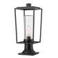 Z-Lite Sheridan 8" W x 20" H 1-Light Black Outdoor Pier Mounted Fixture and Square Pier Mount Hardware With Seedy Glass Shade