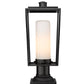Z-Lite Sheridan 8" W x 20" H 1-Light Black Outdoor Pier Mounted Fixture and Square Pier Mount Hardware With White Opal Glass Shade