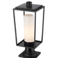 Z-Lite Sheridan 8" W x 20" H 1-Light Black Outdoor Pier Mounted Fixture and Square Pier Mount Hardware With White Opal Glass Shade