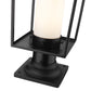 Z-Lite Sheridan 8" W x 20" H 1-Light Black Outdoor Pier Mounted Fixture and Square Pier Mount Hardware With White Opal Glass Shade
