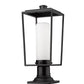 Z-Lite Sheridan 8" W x 20" H 1-Light Black Outdoor Pier Mounted Fixture and Square Pier Mount Hardware With White Opal Glass Shade