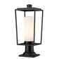 Z-Lite Sheridan 8" W x 20" H 1-Light Black Outdoor Pier Mounted Fixture and Square Pier Mount Hardware With White Opal Glass Shade