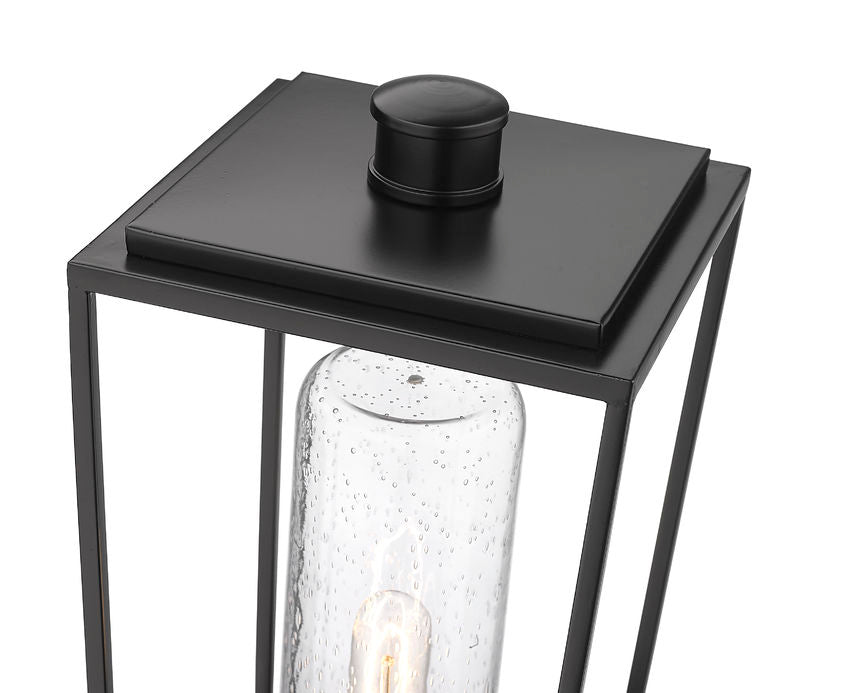Z-Lite Sheridan 9" W x 111" H 1-Light Black Aluminum and Steel Seedy Glass Shade Outdoor Post Mounted Fixture