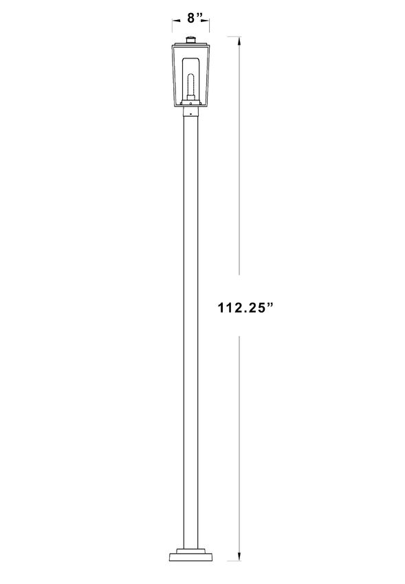 Z-Lite Sheridan 9" W x 111" H 1-Light Black Aluminum and Steel Seedy Glass Shade Outdoor Post Mounted Fixture
