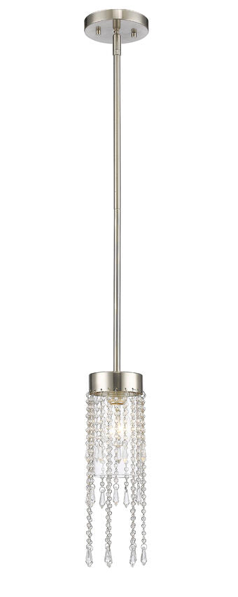 Z-Lite Siena 5" 1-Light Brushed Nickel Steel Pendant Light With Clear Glass Shade