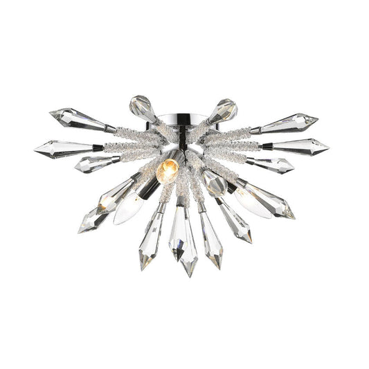 Z-Lite Soleia 18" 3-Light Clear Crystal Shade Flush Mount With Chrome Frame Finish