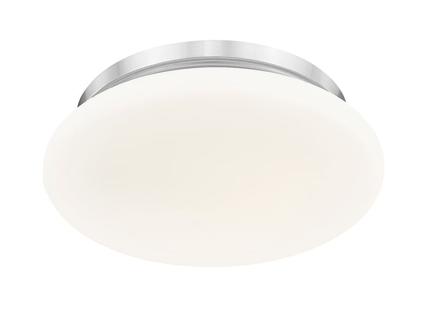 Z-Lite Soleil 12" 1-Light Integrated LED Brushed Nickel Steel Frame Matte Opal Glass Shade Flush Mount Lighting