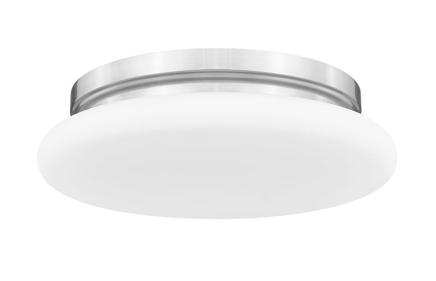 Z-Lite Soleil 12" 1-Light Integrated LED Brushed Nickel Steel Frame Matte Opal Glass Shade Flush Mount Lighting