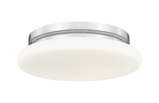 Z-Lite Soleil 12" 1-Light Integrated LED Brushed Nickel Steel Frame Matte Opal Glass Shade Flush Mount Lighting