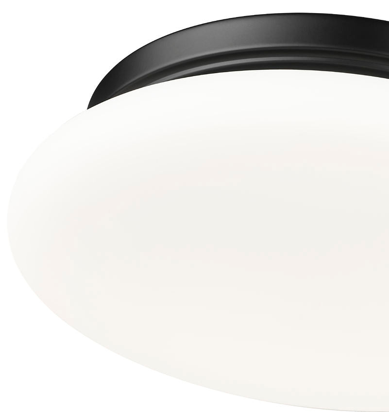 Z-Lite Soleil 12" 1-Light Integrated LED Matte Black Steel Frame Matte Opal Glass Shade Flush Mount Lighting