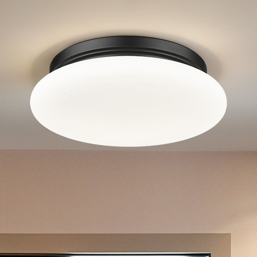 Z-Lite Soleil 12" 1-Light Integrated LED Matte Black Steel Frame Matte Opal Glass Shade Flush Mount Lighting
