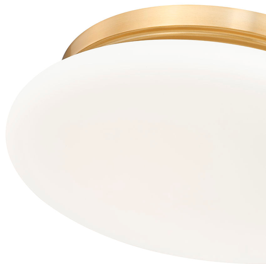 Z-Lite Soleil 12" 1-Light Integrated LED Modern Gold Steel Frame Matte Opal Glass Shade Flush Mount Lighting
