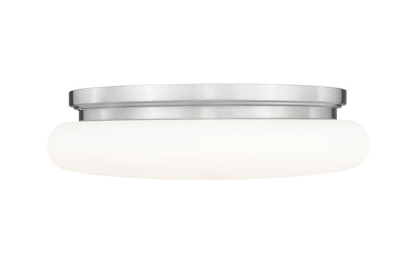 Z-Lite Soleil 16" 1-Light Integrated LED Brushed Nickel Steel Frame Matte Opal Glass Shade Flush Mount Lighting