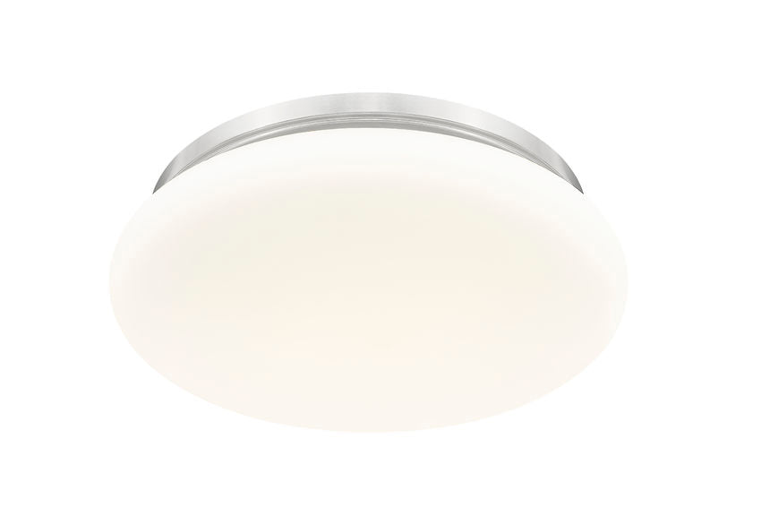Z-Lite Soleil 16" 1-Light Integrated LED Brushed Nickel Steel Frame Matte Opal Glass Shade Flush Mount Lighting