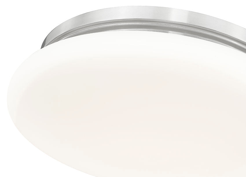 Z-Lite Soleil 16" 1-Light Integrated LED Brushed Nickel Steel Frame Matte Opal Glass Shade Flush Mount Lighting
